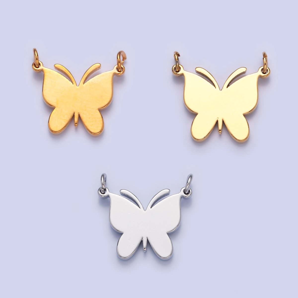 Dainty Gold Flat Butterfly Charm Connector Pendant for Necklace Bracelet 14K or 24K Gold Filled G-927 G-928 G-929 - DLUXCA