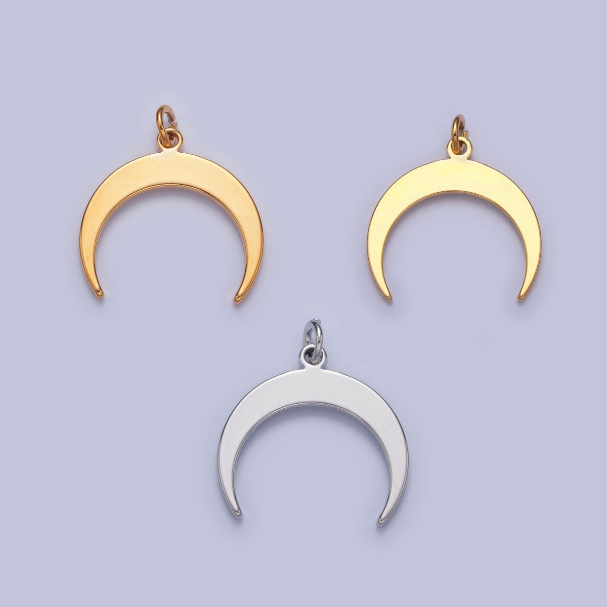 Dainty Gold Flat Crescent Moon Pendant Only Charm for Necklace Bracelet Earring 14K or 24K Gold Filled W-149~W-151 - DLUXCA