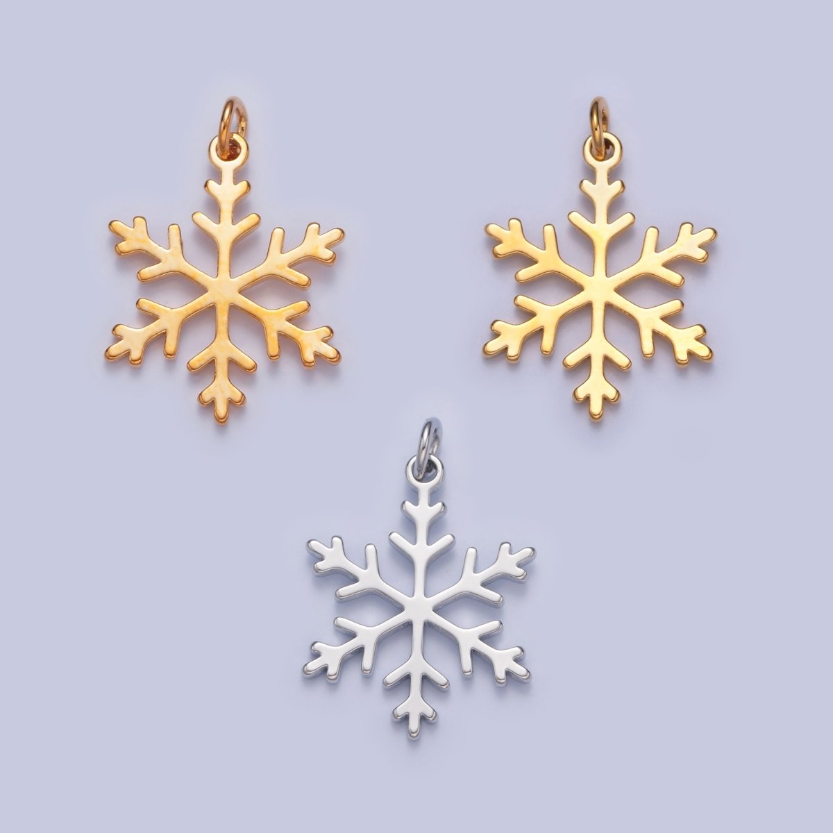 Dainty Gold Flat Snow Pendant Snowflake Charm for Necklace Bracelet Earring 14K or 24K Gold Filled W-155 W-156 W-285 - DLUXCA