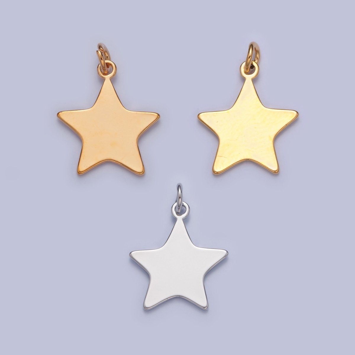 Dainty Gold Flat Star Pendant Only Charm for Necklace Bracelet Earring 14K or 24K Gold Filled W-152~W-154 - DLUXCA