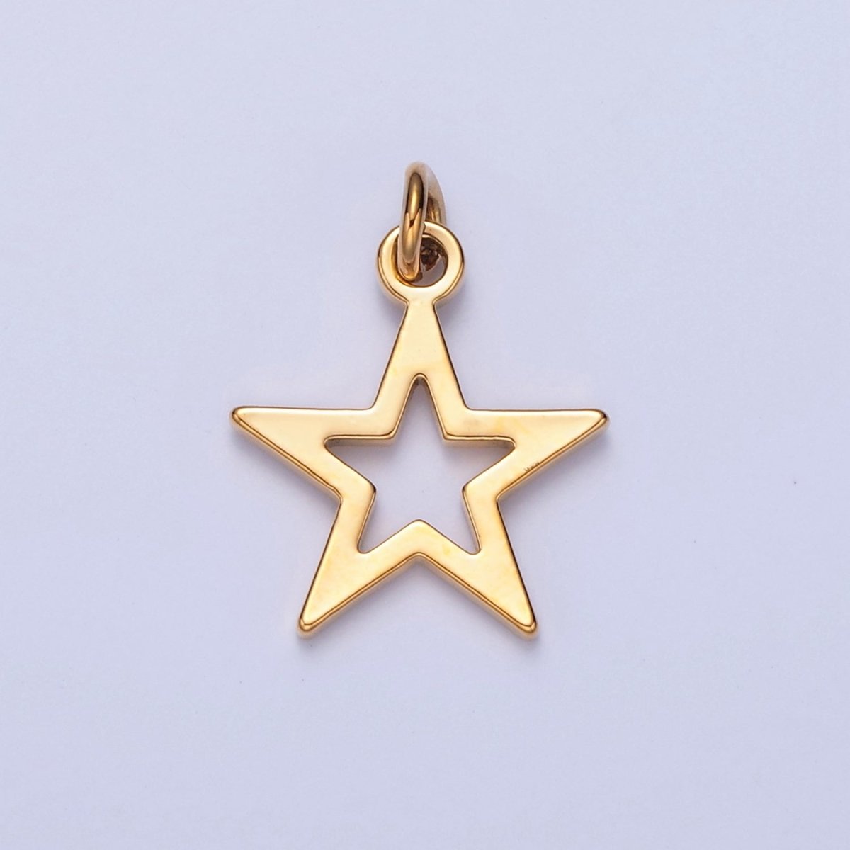 Dainty Gold Flat Star Pendant Open Star Charm for Necklace Bracelet Earring 14K or 24K Gold Filled W-466 W-467 - DLUXCA