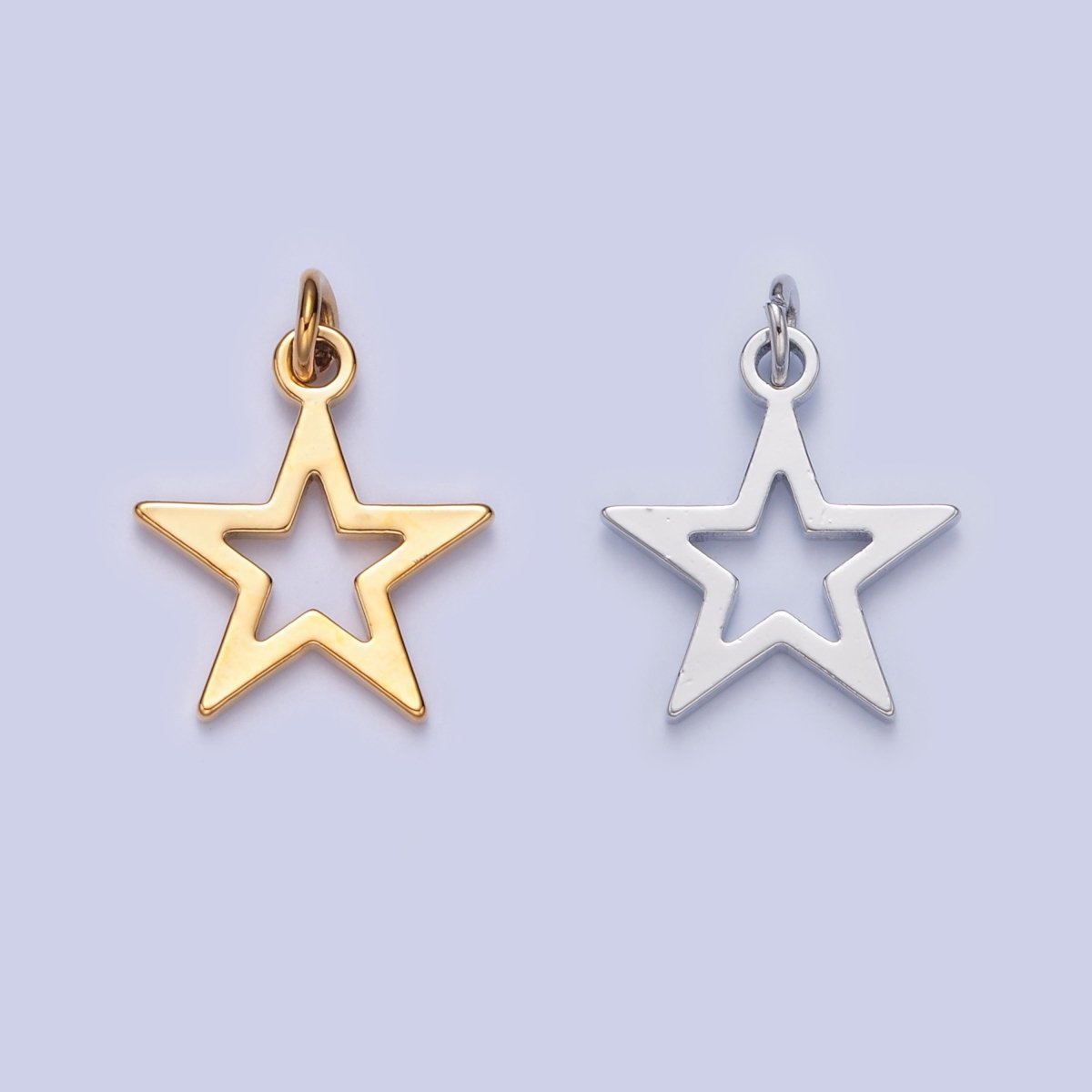 Dainty Gold Flat Star Pendant Open Star Charm for Necklace Bracelet Earring 14K or 24K Gold Filled W-466 W-467 - DLUXCA