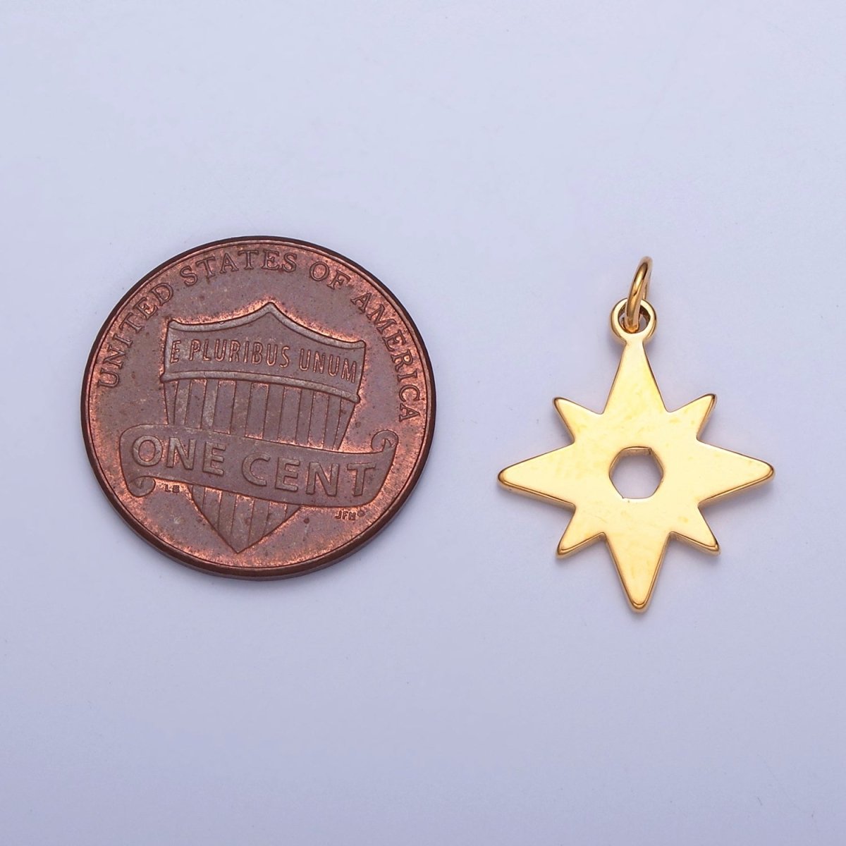 Dainty Gold Flat Star Pendant Starburst Charm for Necklace Bracelet Earring 14K or 24K Gold Filled W-463~W-465 - DLUXCA