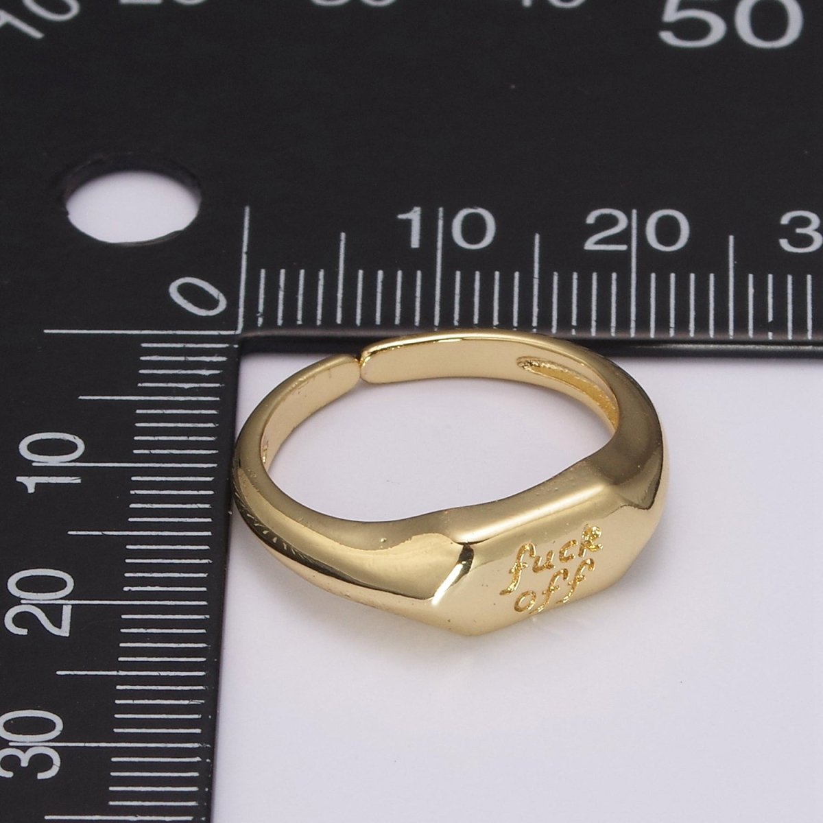 Dainty Gold Fuck Off Signet Ring Fuckoff rings Open Adjustable signet ring gold rings for women U-133 - DLUXCA