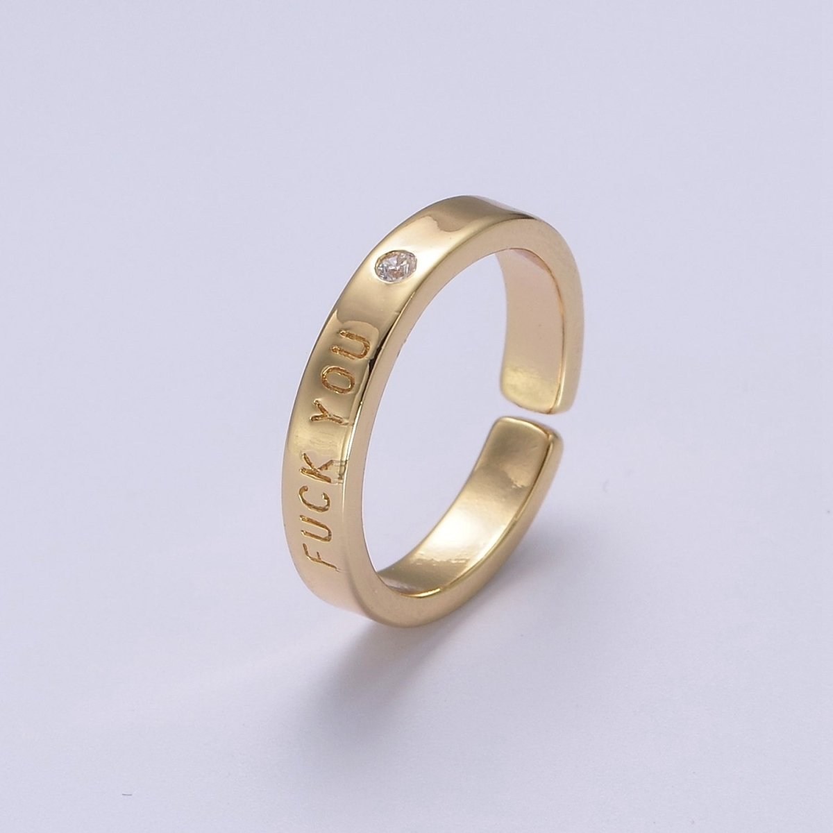 Dainty Gold Fuck You Ring Statement Strong Word Women ring FU f*ck S-458 - DLUXCA