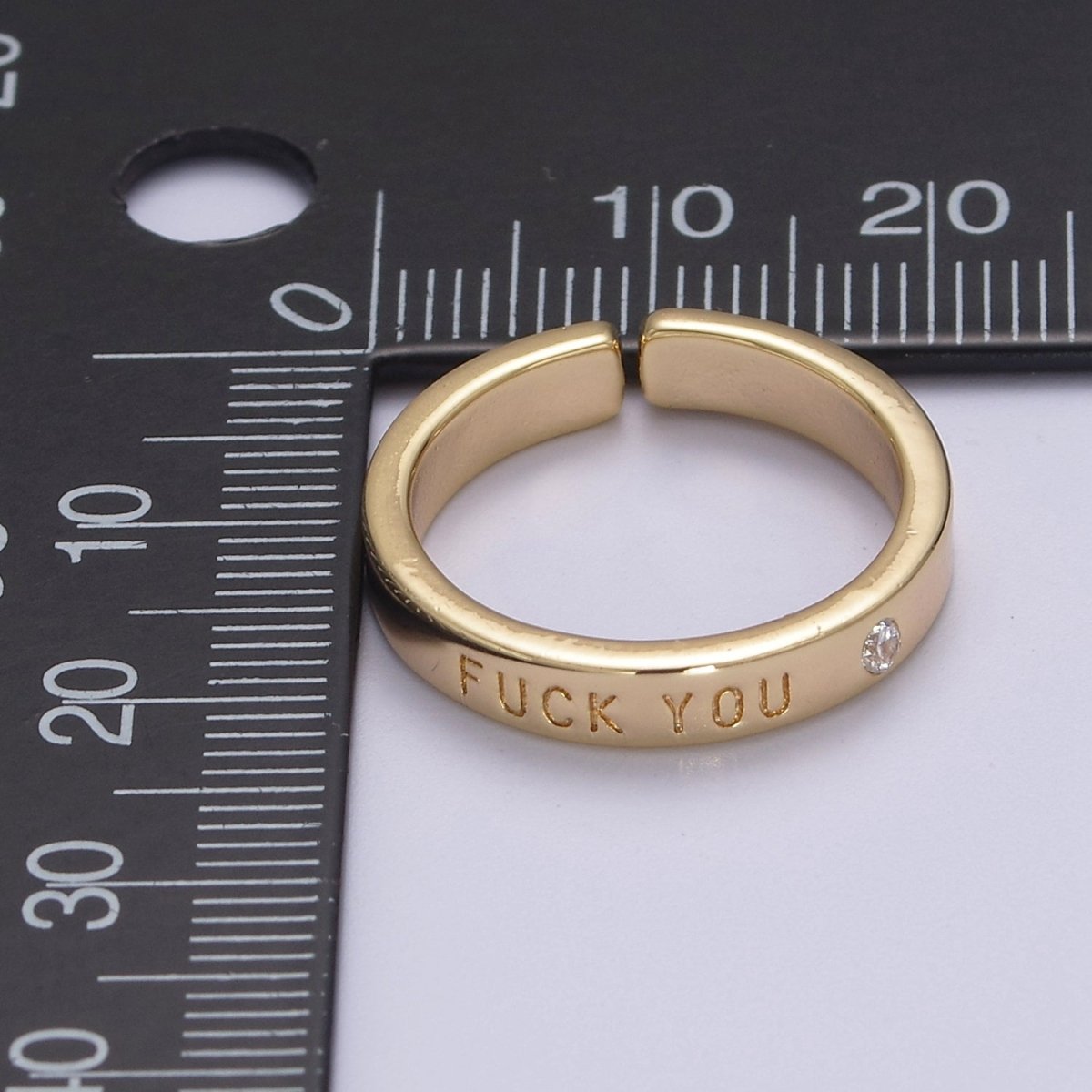 Dainty Gold Fuck You Ring Statement Strong Word Women ring FU f*ck S-458 - DLUXCA