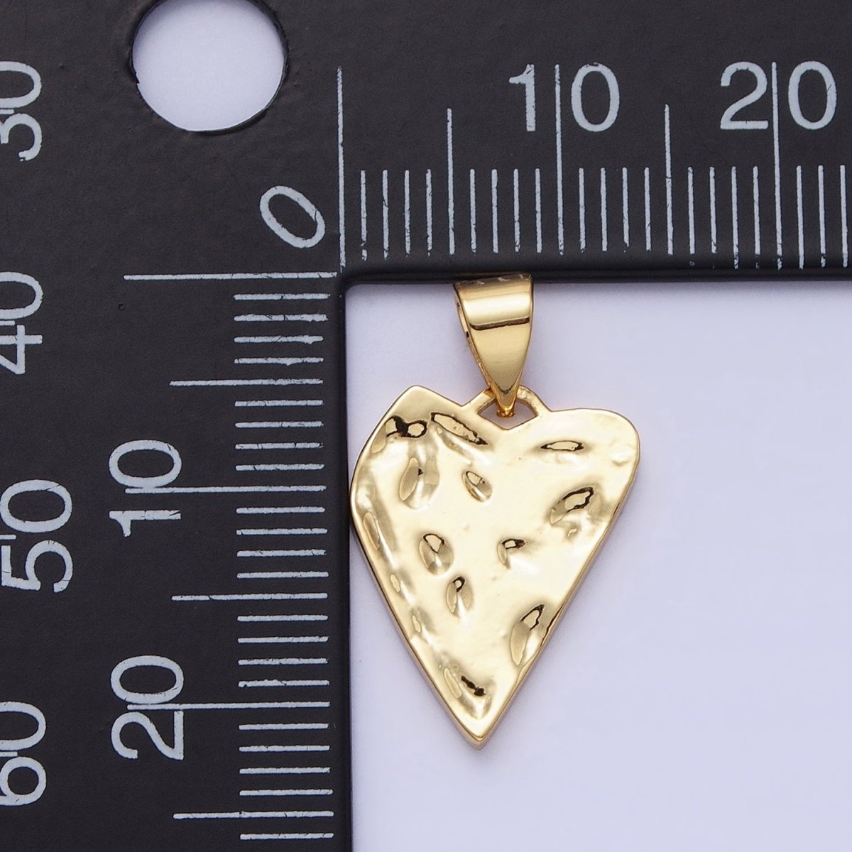Dainty Gold Hammered Heart Charm, Silver Heart Pendant for Valentine Jewelry AC425 AC426 - DLUXCA