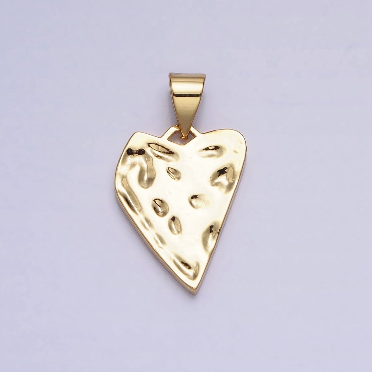 Dainty Gold Hammered Heart Charm, Silver Heart Pendant for Valentine Jewelry AC425 AC426 - DLUXCA