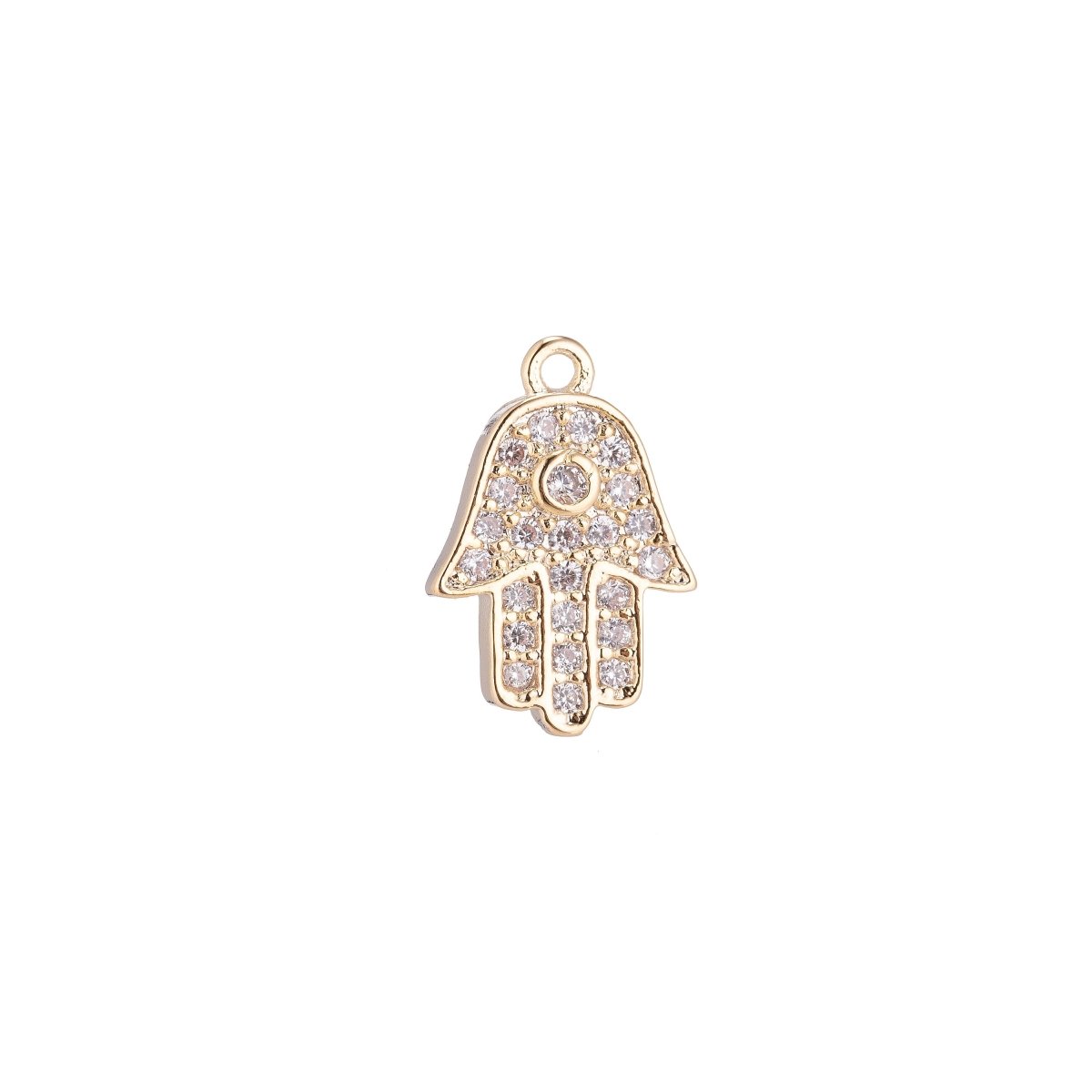 Dainty Gold Hamsa Hand Cubic Zirconia Charm for Bracelet Necklace Pendant Earring Findings for Jewelry Making E-544 E-582 - DLUXCA