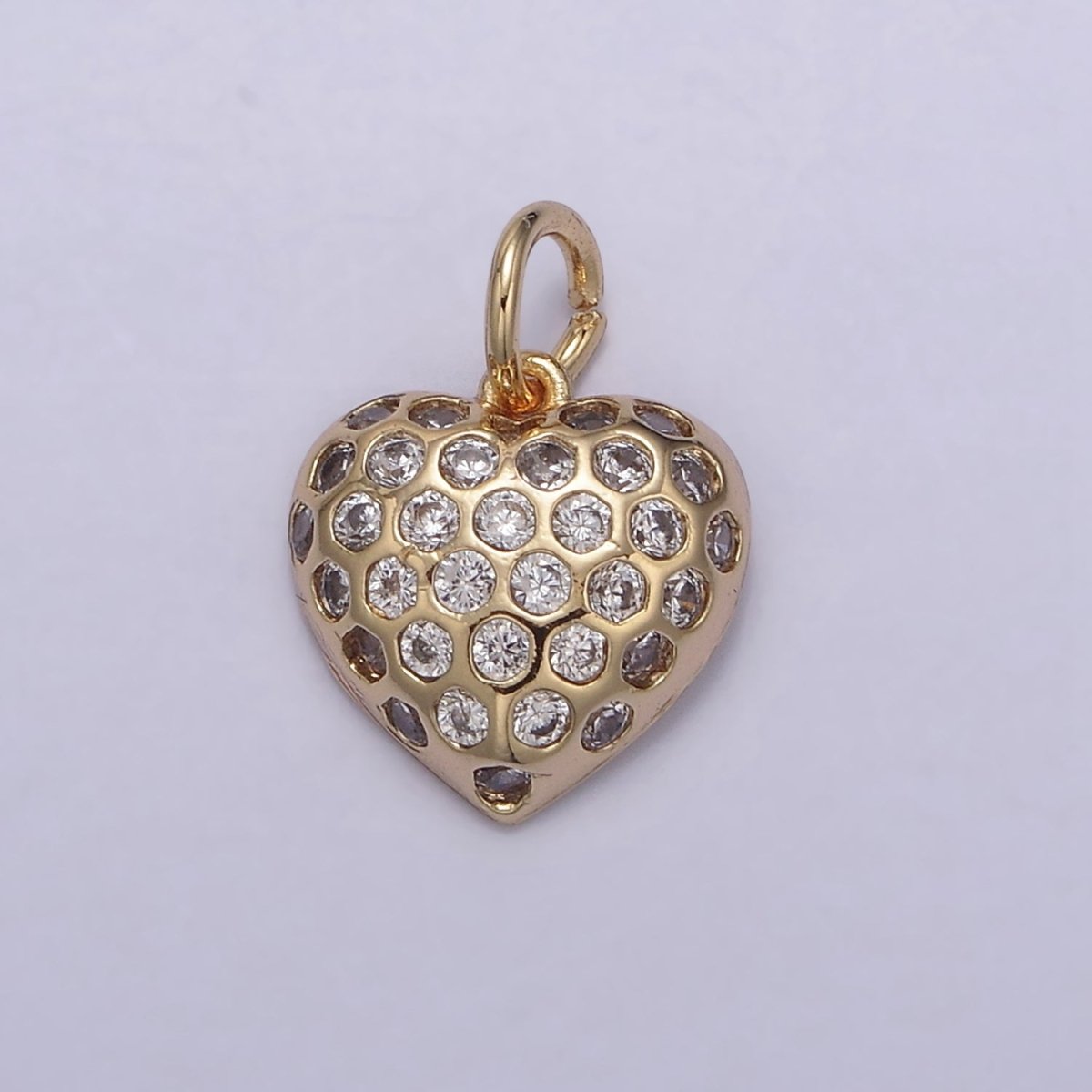 Dainty Gold Heart Charm Cubic Zirconia Love Pendant Add on Charm N-829 - DLUXCA