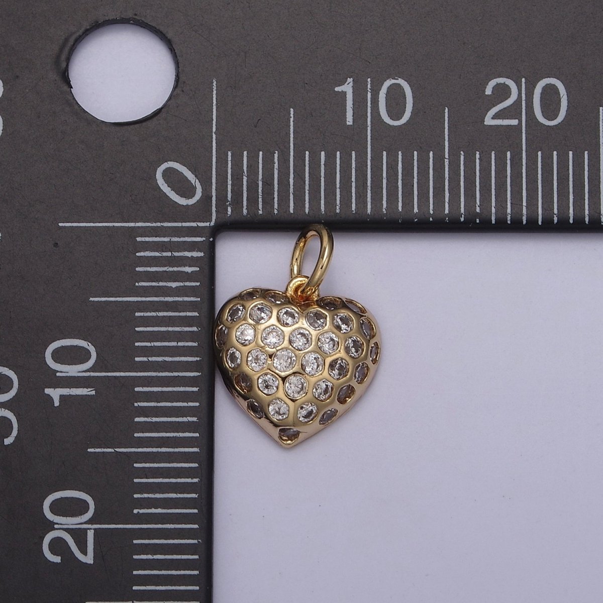 Dainty Gold Heart Charm Cubic Zirconia Love Pendant Add on Charm N-829 - DLUXCA