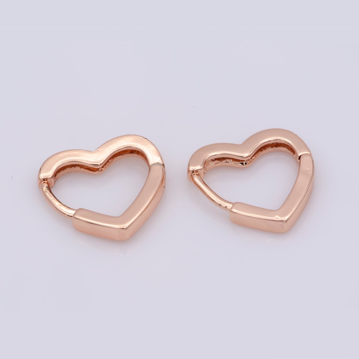 Dainty Gold Heart Hoop Earrings, Small Gold One Touch Hoops, Heart Earring Gift For Her 24k Gold Filled Earring K-582 K-760 Q-084 - DLUXCA