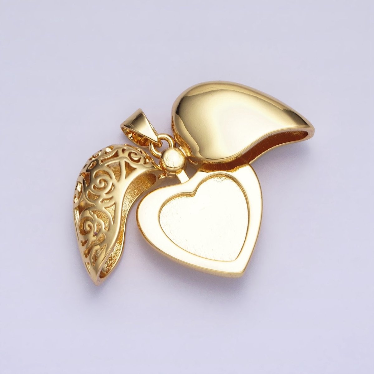 Dainty Gold Heart Pendant Cosmic Open Heart Charm Locket for Valentine Jewelry AA261 - DLUXCA