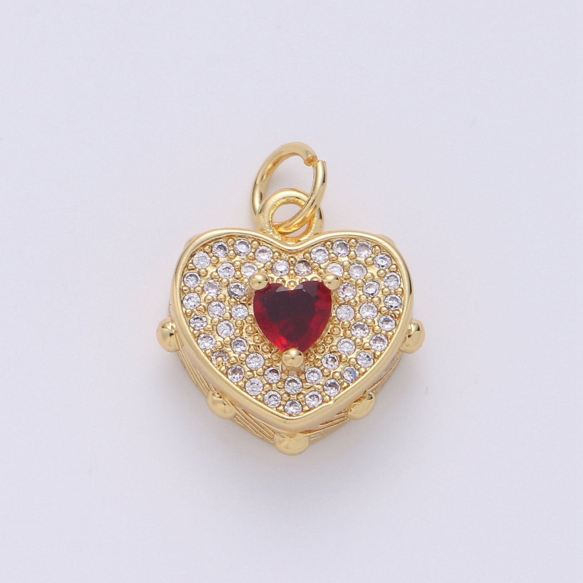 Dainty Gold Heart Pendant Necklace 24k Gold Filled Heart Charm Necklace Micro Pave Love, Heart Charm for Necklace Bracelet Earring Supply D-518 - DLUXCA