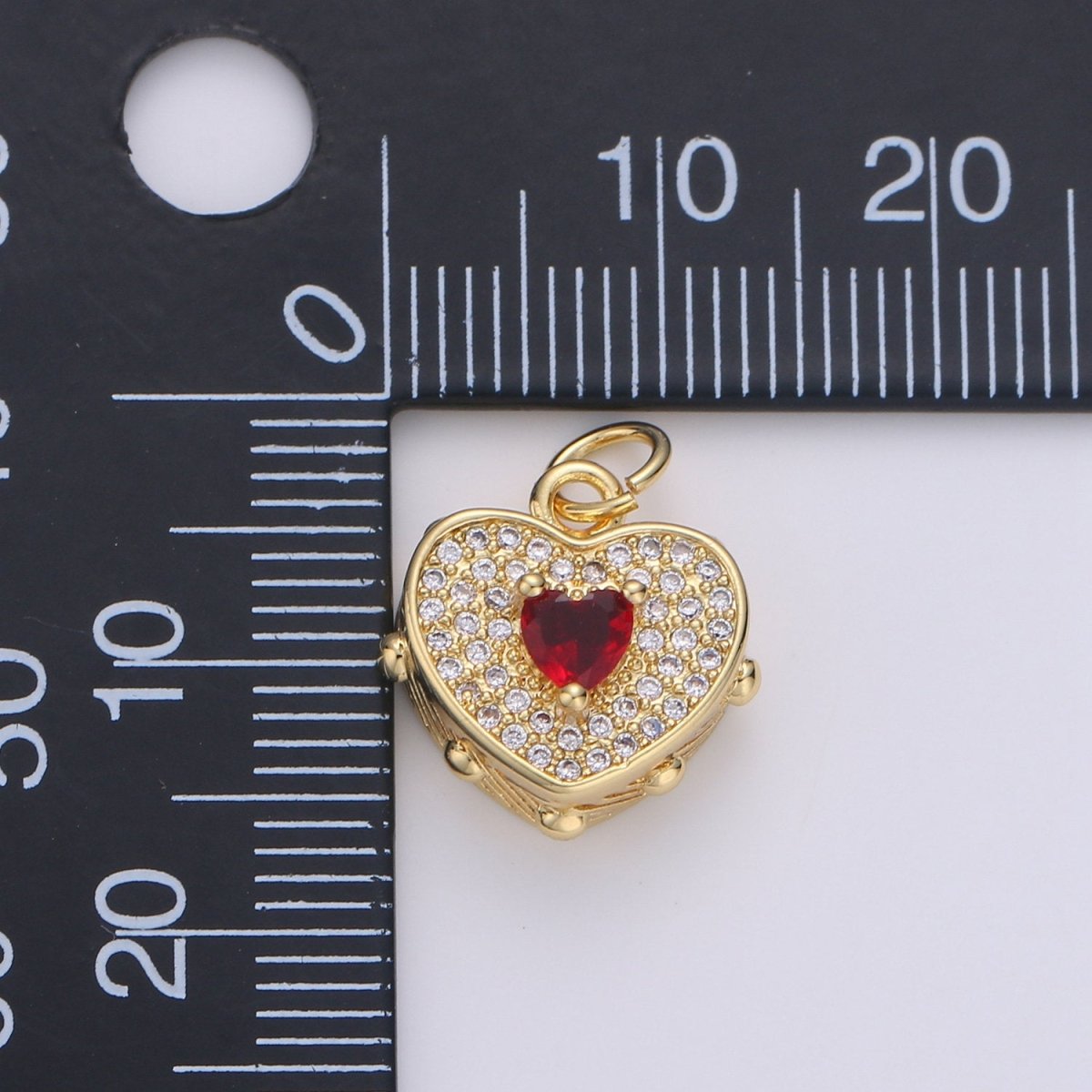 Dainty Gold Heart Pendant Necklace 24k Gold Filled Heart Charm Necklace Micro Pave Love, Heart Charm for Necklace Bracelet Earring Supply D-518 - DLUXCA