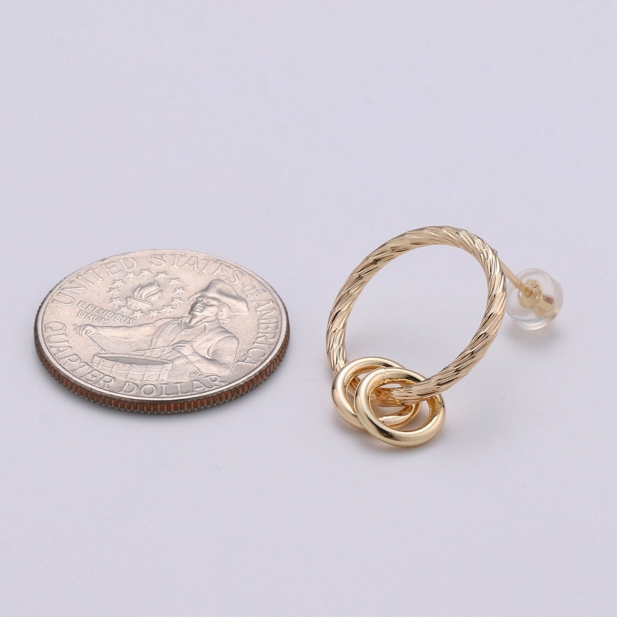 Dainty Gold Hoop Earrings, Gold Disk Earrings, Tiny Hoops with Coin Charm, Geometric Earrings, Gold Huggie Earrings, Minimalist Hoops, Gift Q-244 - DLUXCA