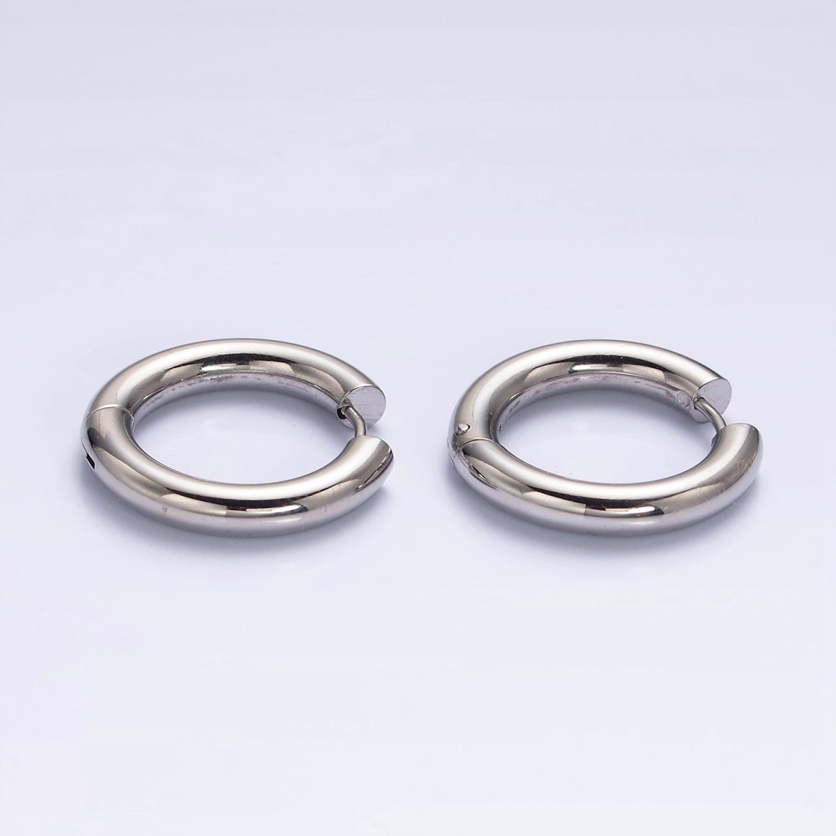 Dainty Gold Hoop Huggie Earrings 23mm Stainless Steel Hypoallergenic, Sleeper Hoops AD877 - DLUXCA