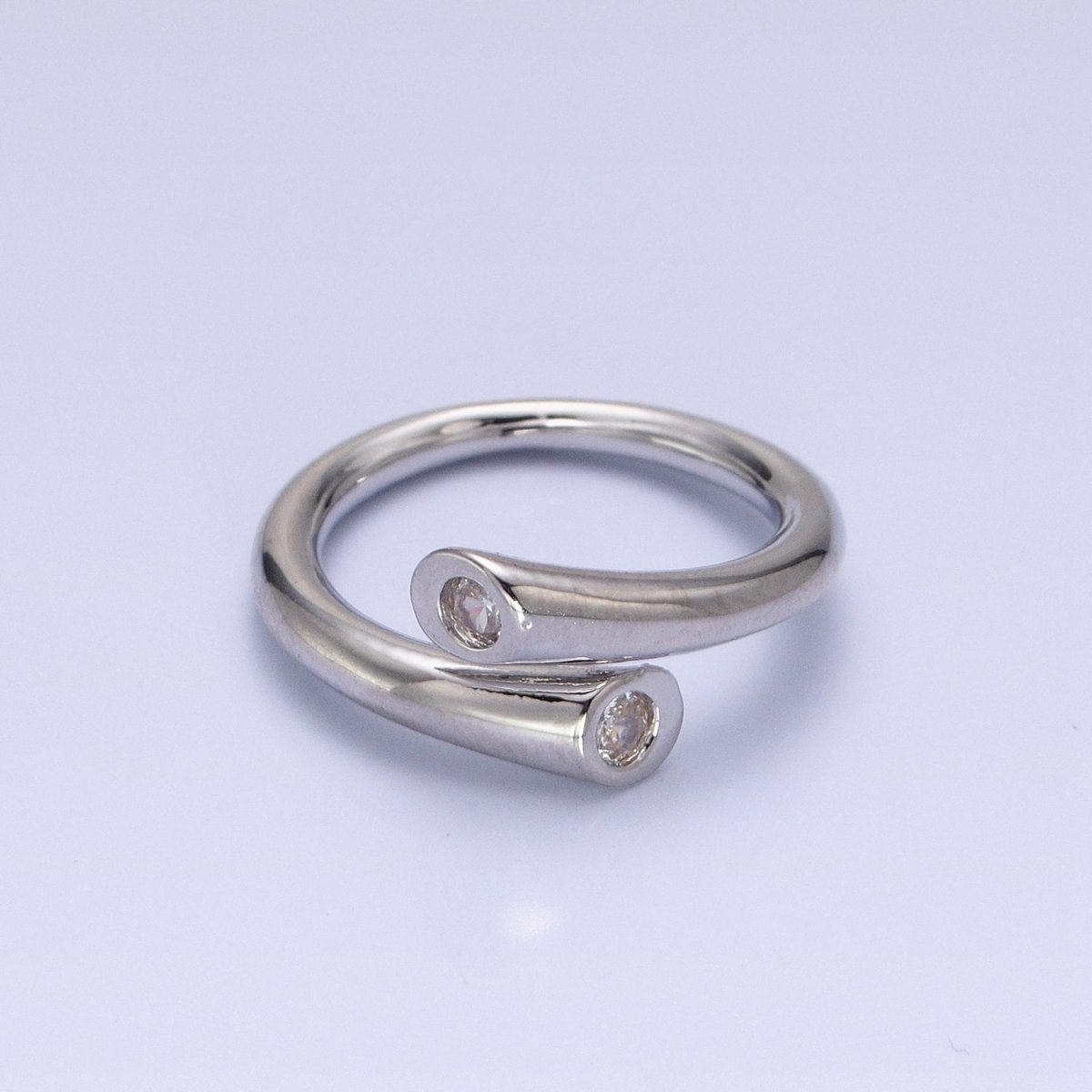 Dainty Gold Hug Ring with CZ Stone O-1789~O-1794 - DLUXCA