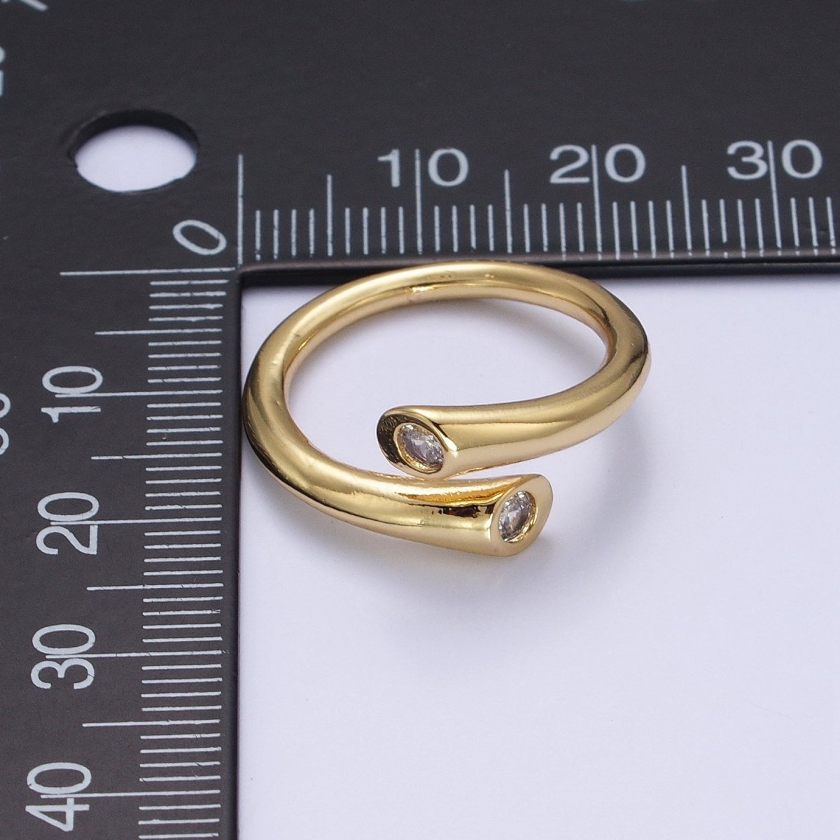 Dainty Gold Hug Ring with CZ Stone O-1789~O-1794 - DLUXCA