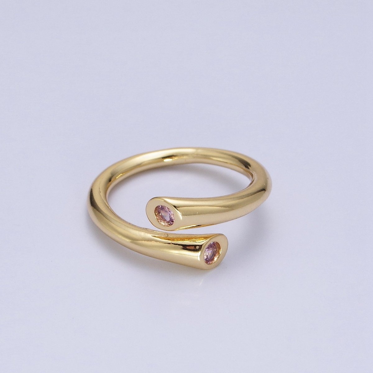 Dainty Gold Hug Ring with CZ Stone O-1789~O-1794 - DLUXCA