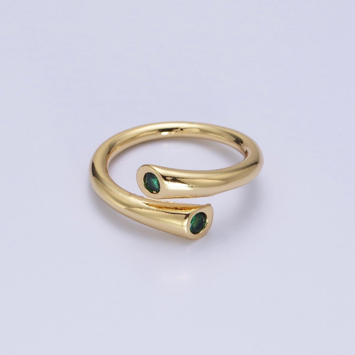 Dainty Gold Hug Ring with CZ Stone O-1789~O-1794 - DLUXCA