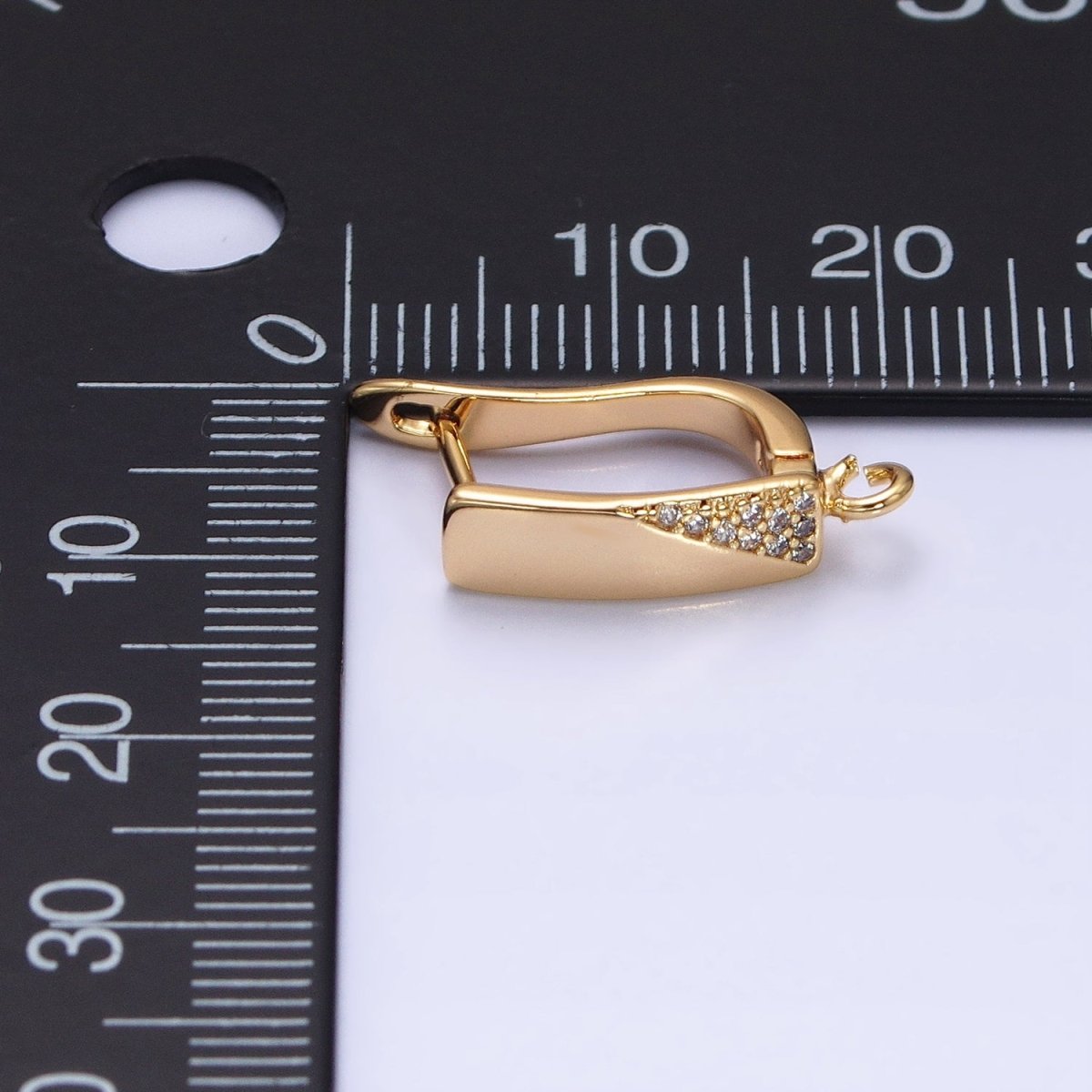 Dainty Gold Huggie Earring Lever Back Earring with Open Link for Earring Supply Z-188 - DLUXCA
