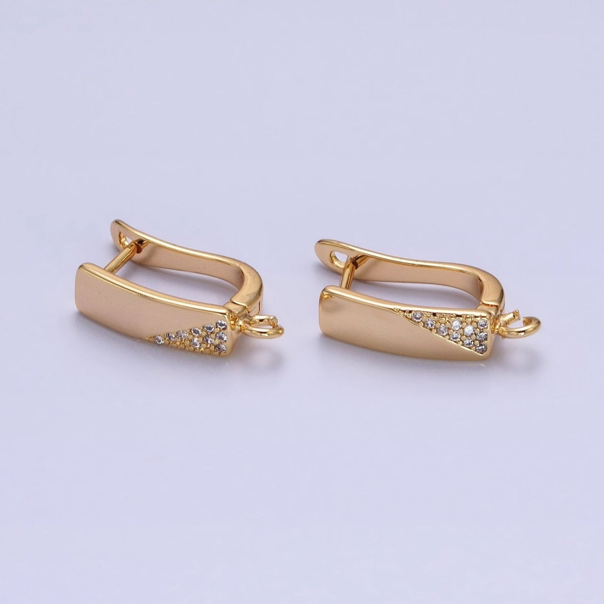 Dainty Gold Huggie Earring Lever Back Earring with Open Link for Earring Supply Z-188 - DLUXCA