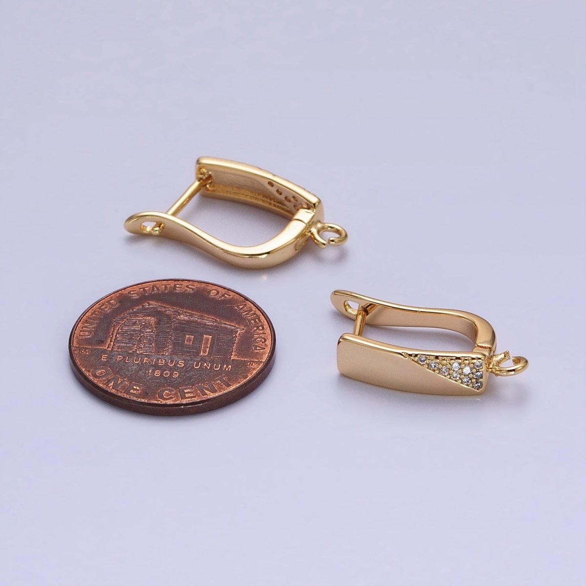 Dainty Gold Huggie Earring Lever Back Earring with Open Link for Earring Supply Z-188 - DLUXCA