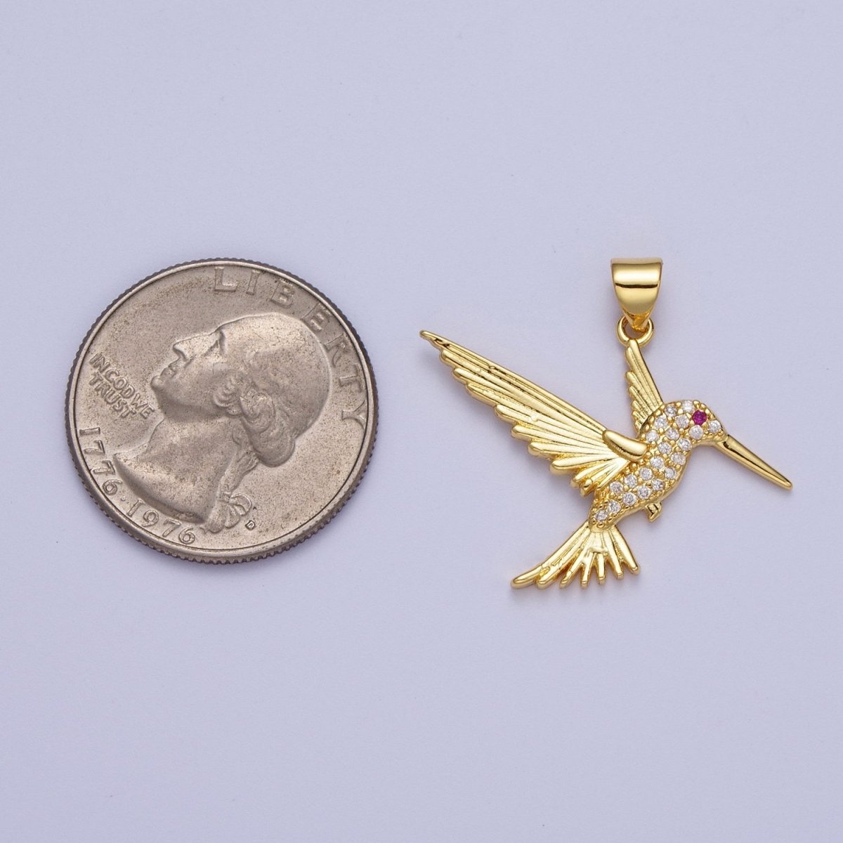 Dainty Gold Hummingbird pendant 14k gold Filled Bird colibri Charm Friend Minimalist Layering Necklaces, Hummingbird Jewelry X-684 - DLUXCA