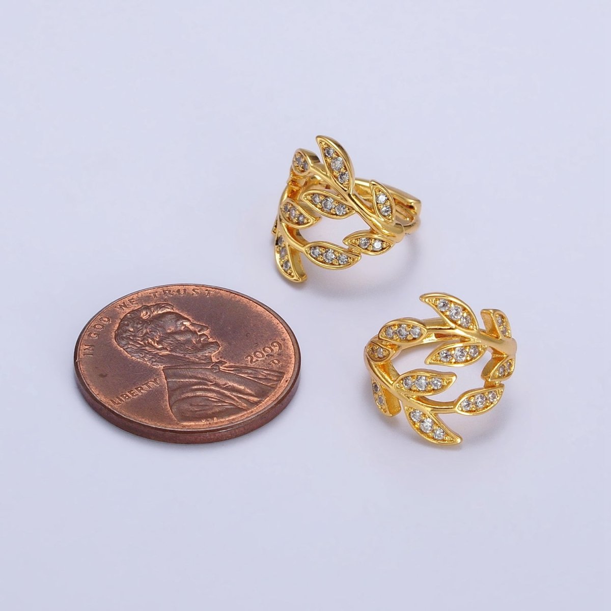 Dainty Gold Laurel Leaves Hoop Earrings CZ Olive Leaf Huggie Earrings Modern Earrings | AB126 - DLUXCA