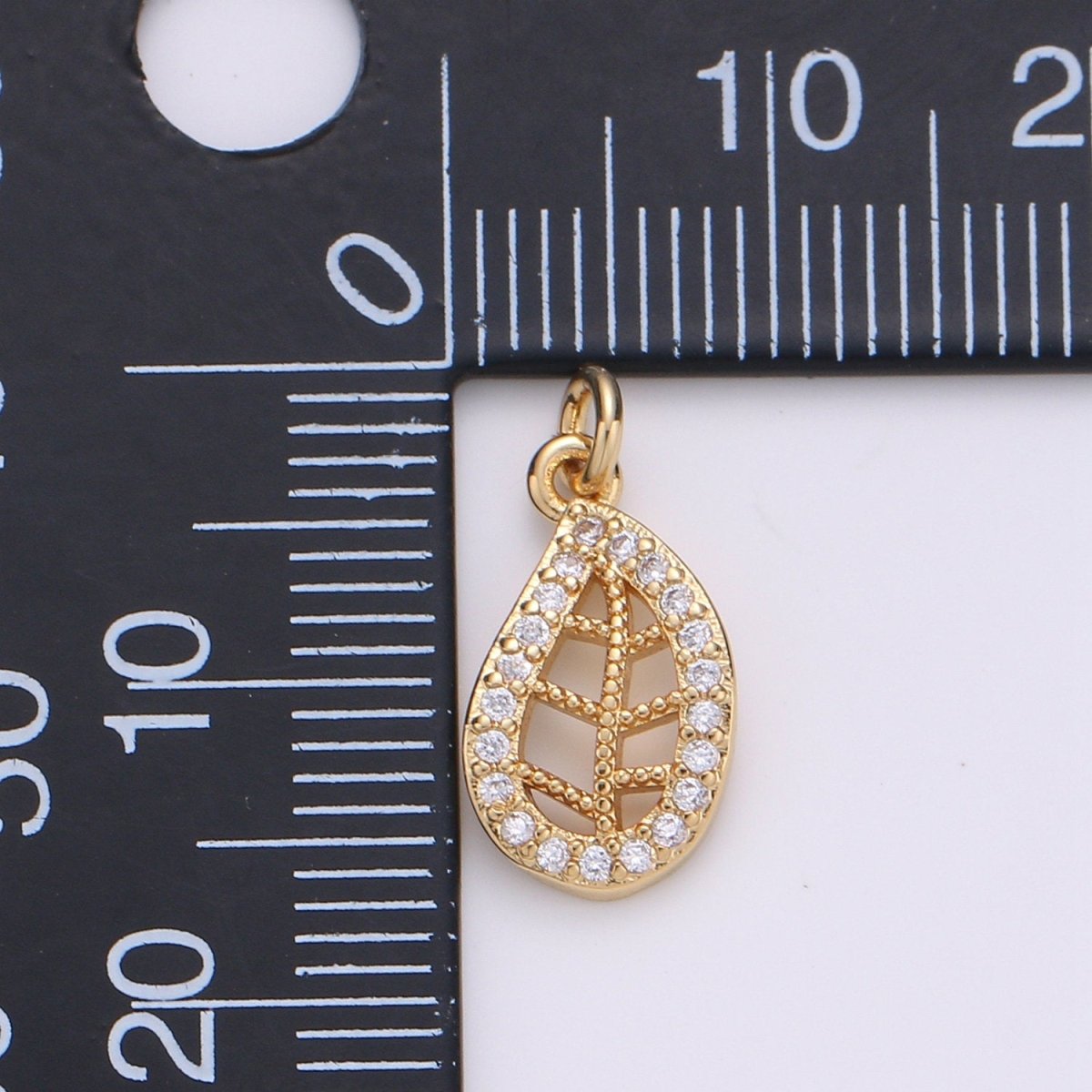 Dainty Gold Leaf Charms Pendant, Cubic Leaf Charm DIY Earring Necklace Jewelry Accessory DIY Craft Micro Pave Charm D-709 - DLUXCA