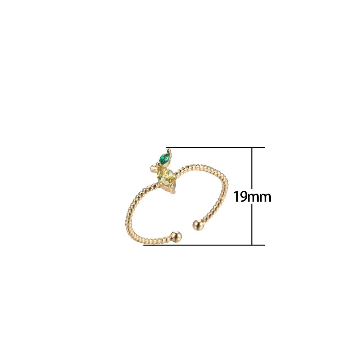 Dainty Gold Lemon Ring Adjustable Gold Open Ring for Stackable Jewelry O-1001 - DLUXCA