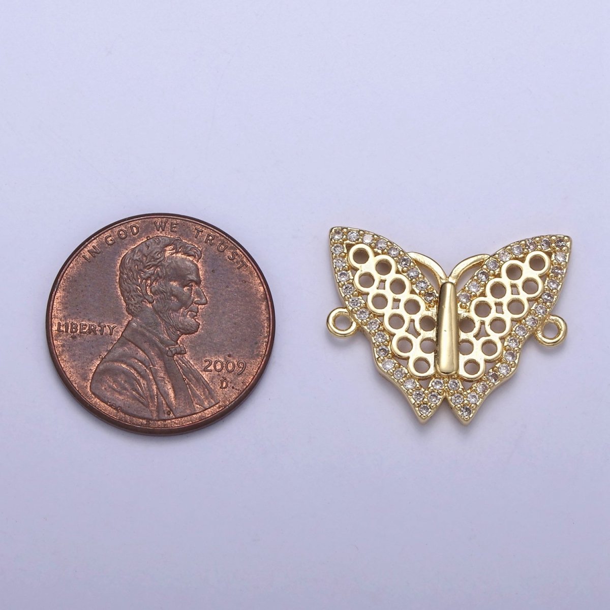 Dainty Gold Mariposa Butterfly Charm Connector for Bracelet Necklace Supply F-682 - DLUXCA