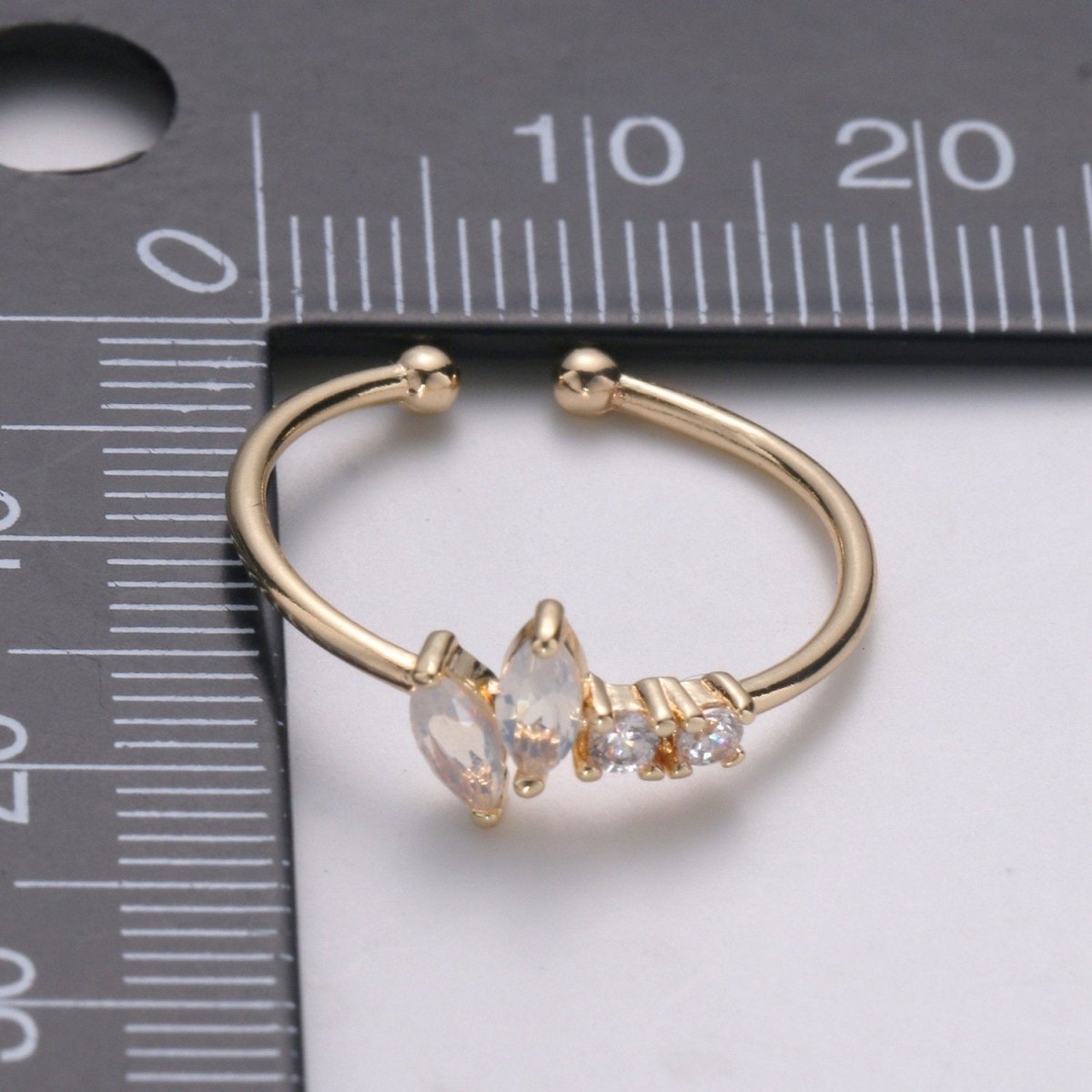 Dainty Gold Marquise Ring Marquise Fan Ring Gold Open Ring Minimalist Ring Open Ring for Christmas gift R-114 - DLUXCA