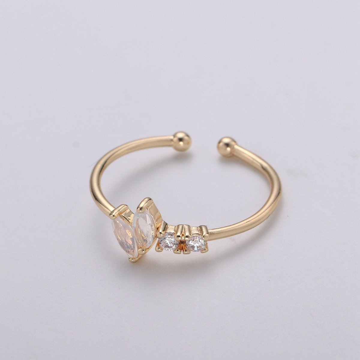 Dainty Gold Marquise Ring Marquise Fan Ring Gold Open Ring Minimalist Ring Open Ring for Christmas gift R-114 - DLUXCA