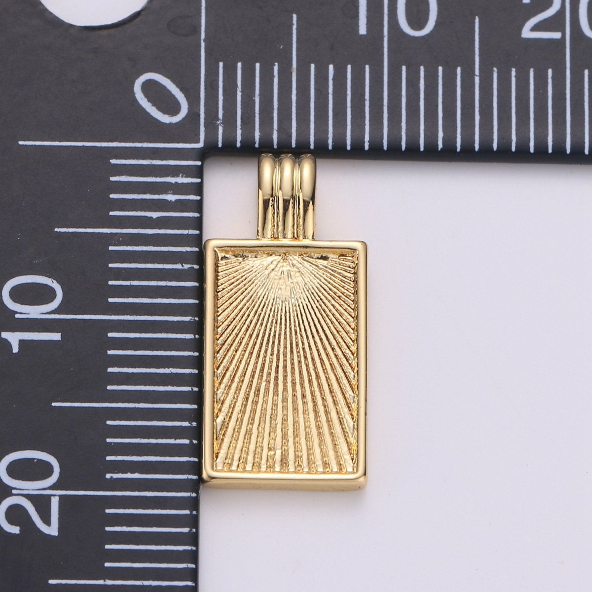 Dainty Gold Medallion Charm 24k Gold Filled Rectangle Pendant Gold Sunburst Charm Necklace Component Supply Geometric Jewelry D-075 I-671 - DLUXCA