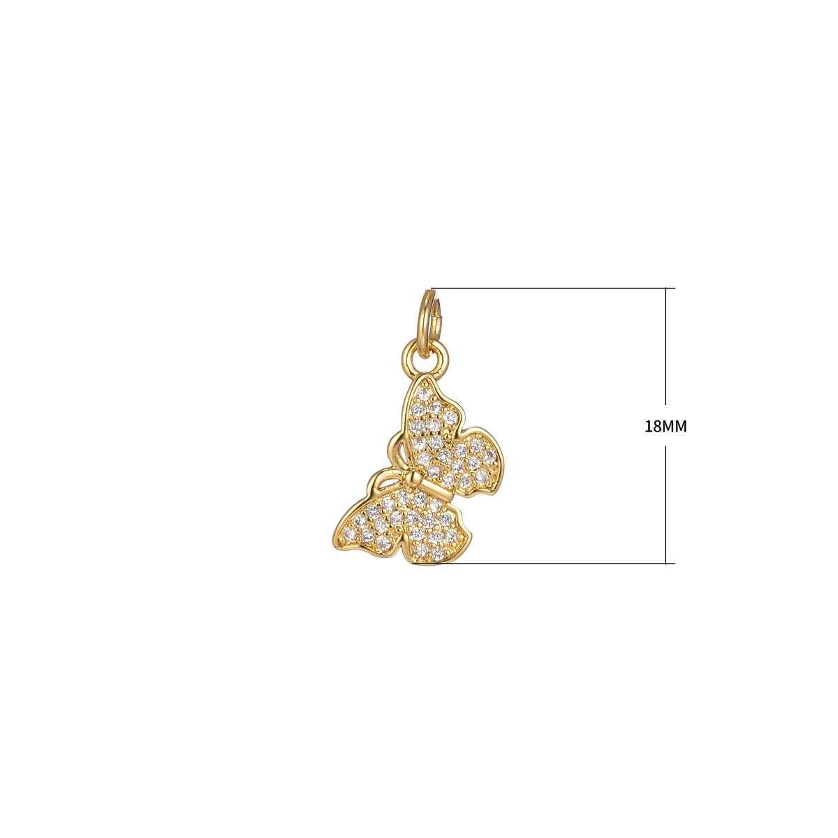 Dainty Gold Micro Pave Butterfly Charm, Cubic Zirconia Mariposa Pendant Charm, Charm, DIY Jewelry M-244 - DLUXCA