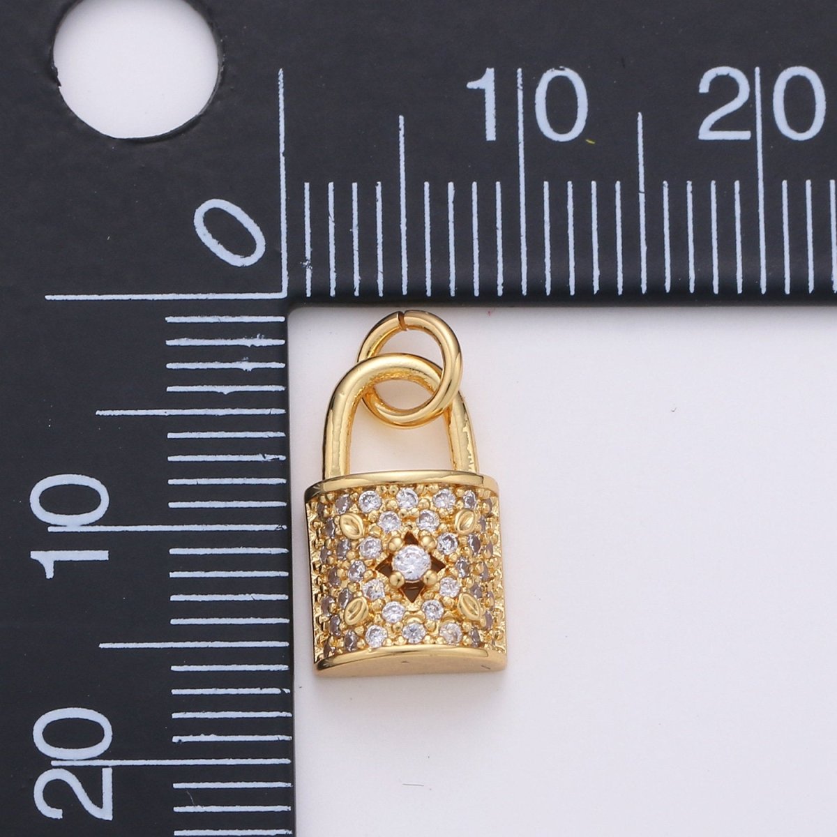 Dainty Gold Micro Pave Lock charm for Jewelry making, Minimalist Padlock charm for Bracelet Necklace Earring Component Silver Padlock Charm, D-061 D-062 - DLUXCA