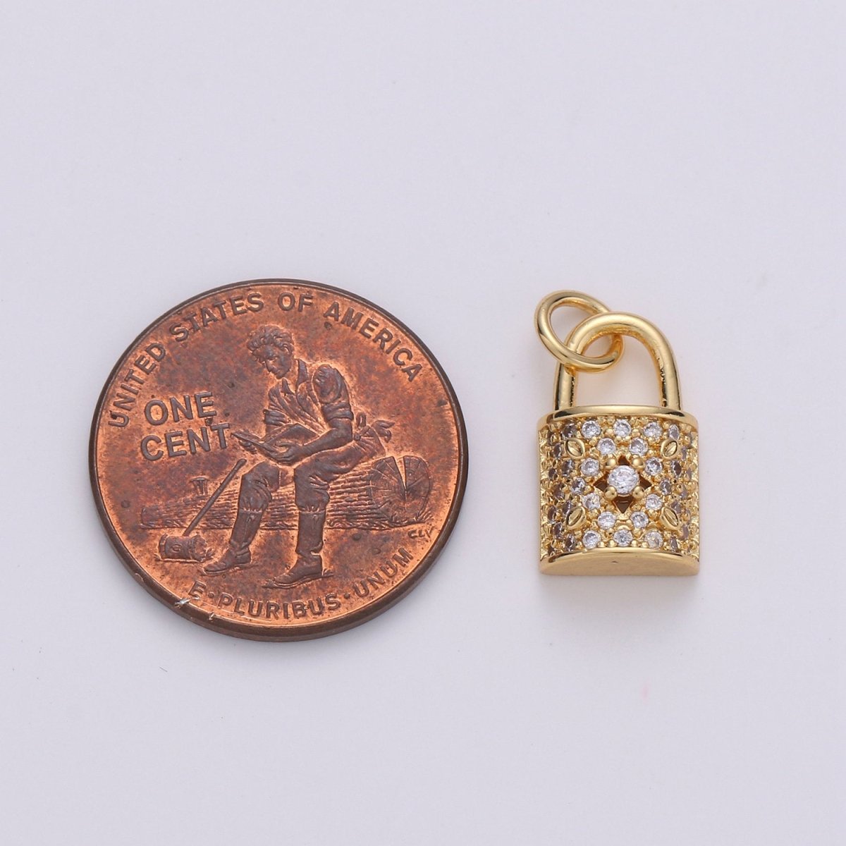 Dainty Gold Micro Pave Lock charm for Jewelry making, Minimalist Padlock charm for Bracelet Necklace Earring Component Silver Padlock Charm, D-061 D-062 - DLUXCA