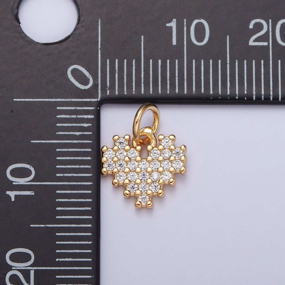 Dainty Gold Micro Paved Heart Add on CZ Charm | X-105 - DLUXCA