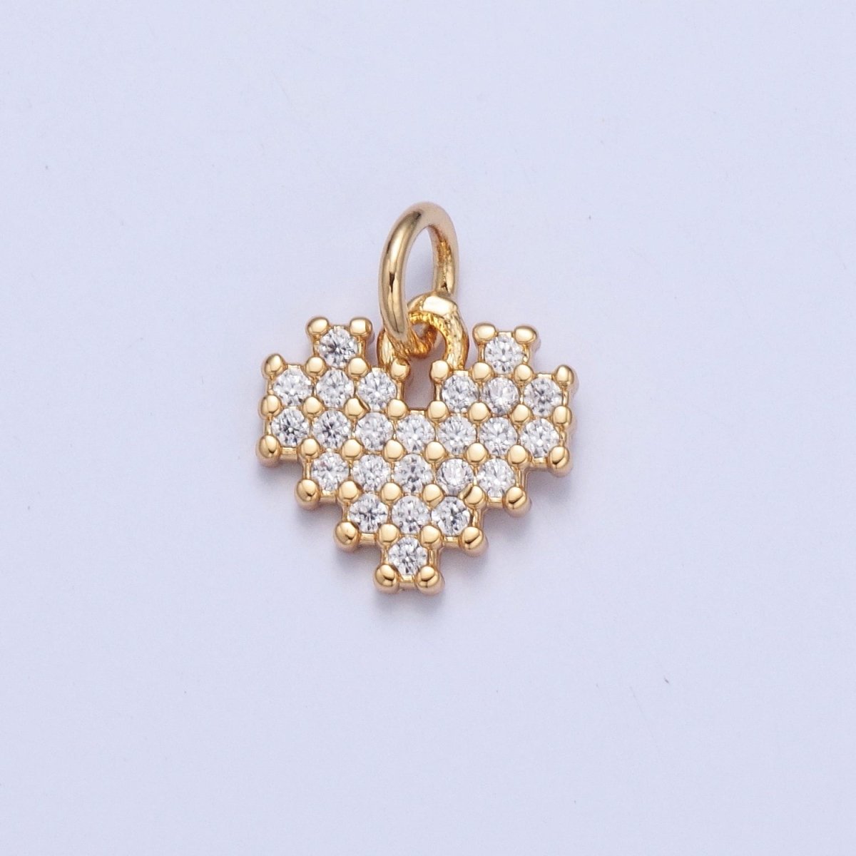 Dainty Gold Micro Paved Heart Add on CZ Charm | X-105 - DLUXCA