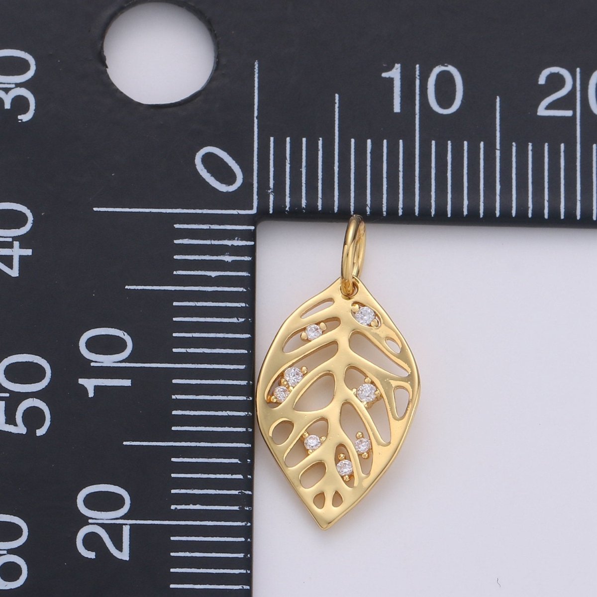 Dainty Gold Monstera Leaf Charms Pendant, Gold Leaf Charm DIY Earring Necklace Jewelry Accessory DIY Craft Micro Pave Charm D-571 - DLUXCA