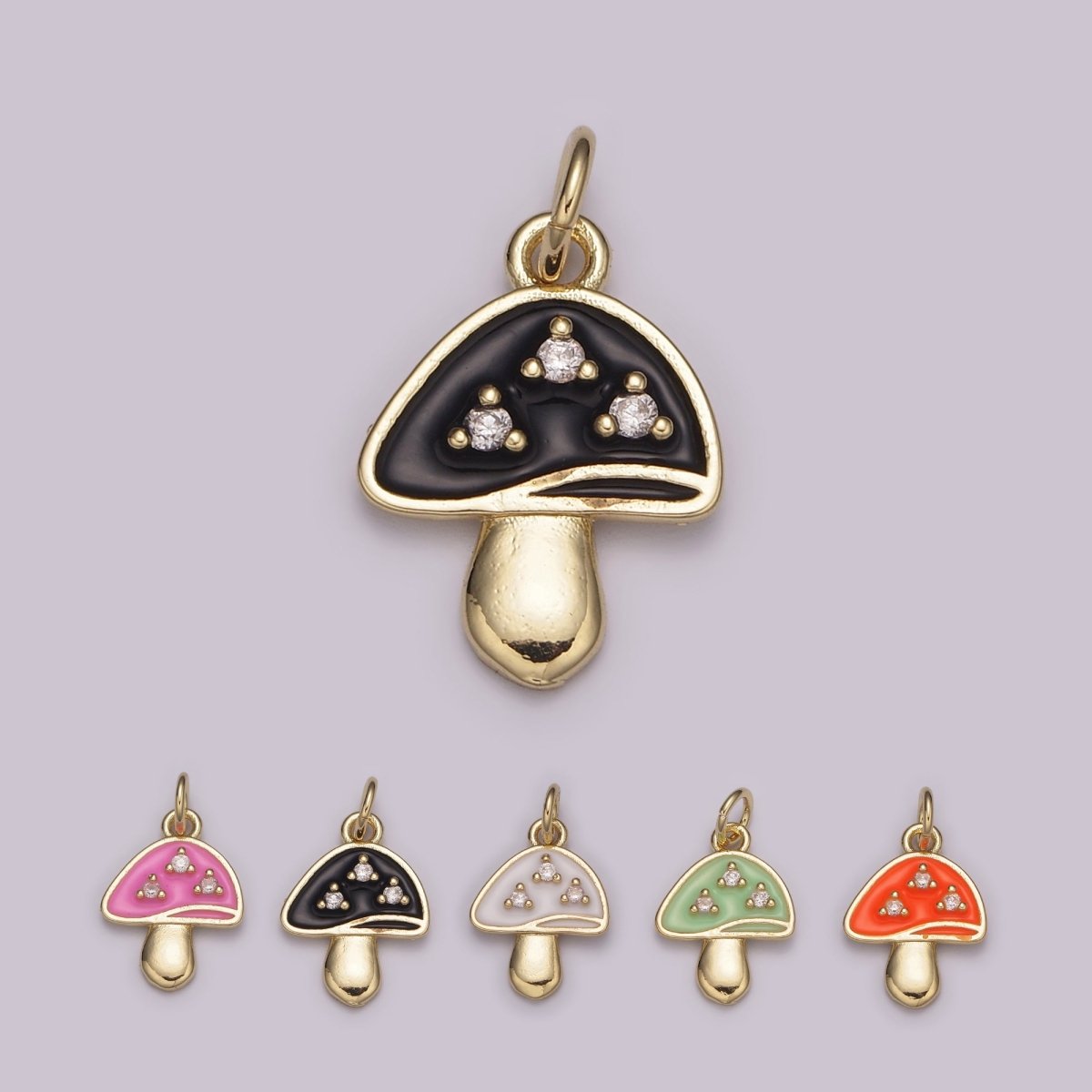 Dainty Gold Mushroom Charms, Enamel Magic Mushroom Pendant for Necklace Bracelet Earring Fantasy Jewelry for add on charm E-619-E-623 - DLUXCA