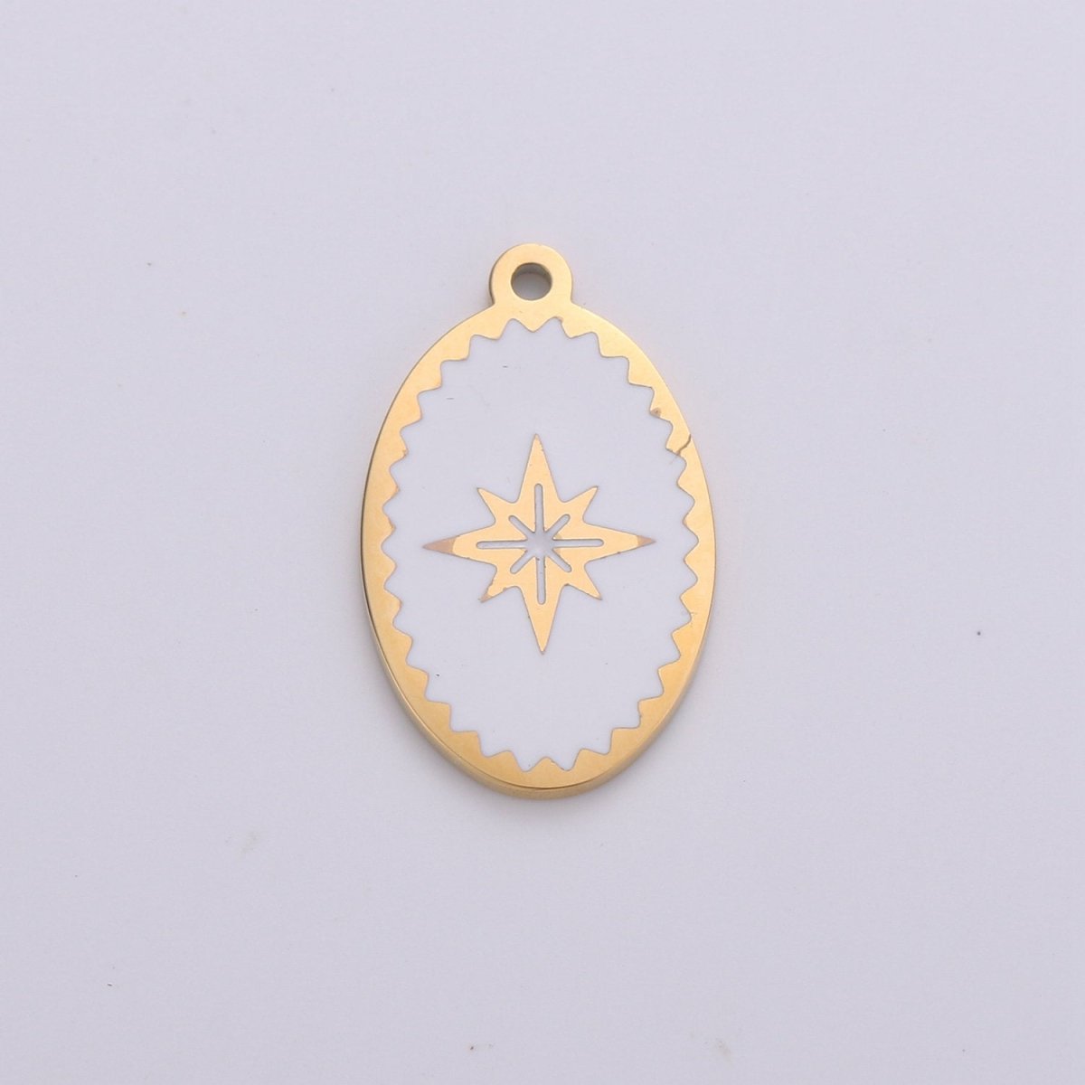 Dainty Gold North Star Pendant 24k Gold Filled Starburst Charm Pink Teal black White Enamel Celestial Jewelry Minimalist Jewelry E-684-E-687 - DLUXCA