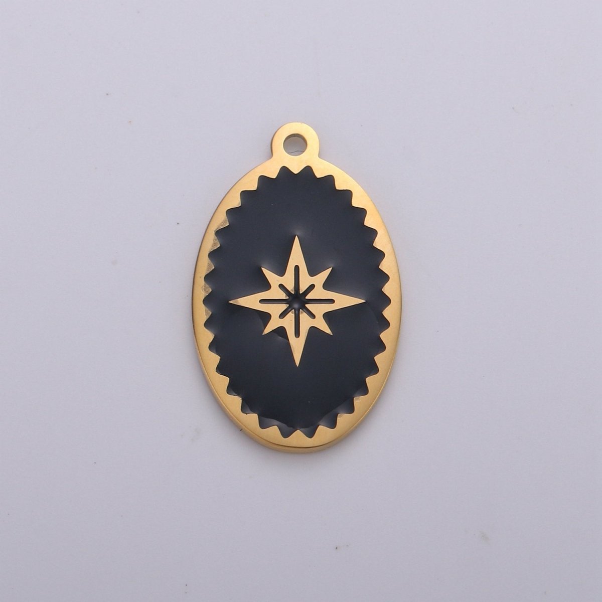 Dainty Gold North Star Pendant 24k Gold Filled Starburst Charm Pink Teal black White Enamel Celestial Jewelry Minimalist Jewelry E-684-E-687 - DLUXCA