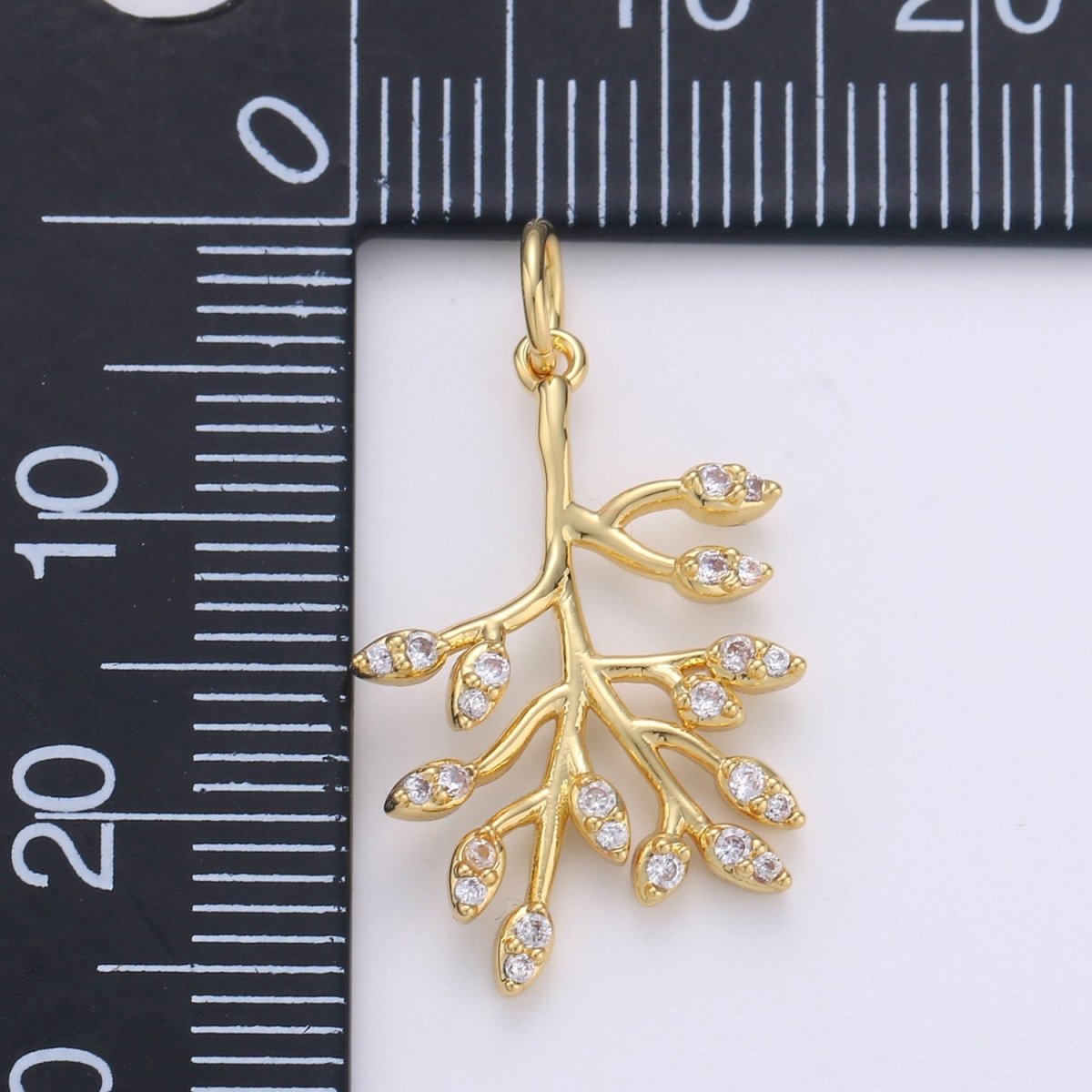 Dainty Gold Olive Leaf Charms Pendant, tree Branch Leaf Charm DIY Earring Necklace Jewelry Accessory DIY Craft Micro Pave Charm D-555 - DLUXCA