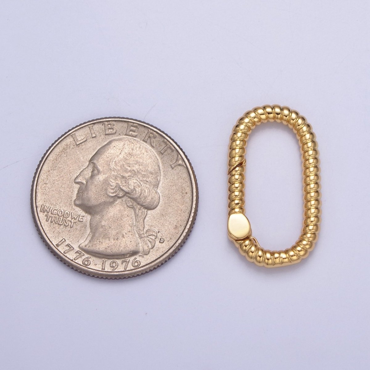 Dainty Gold Oval Spring Gate Ring, Push Gate Clasp Charm Holder 14K Gold Filled Clasp for Charm Holder Connector L-727 L-728 - DLUXCA