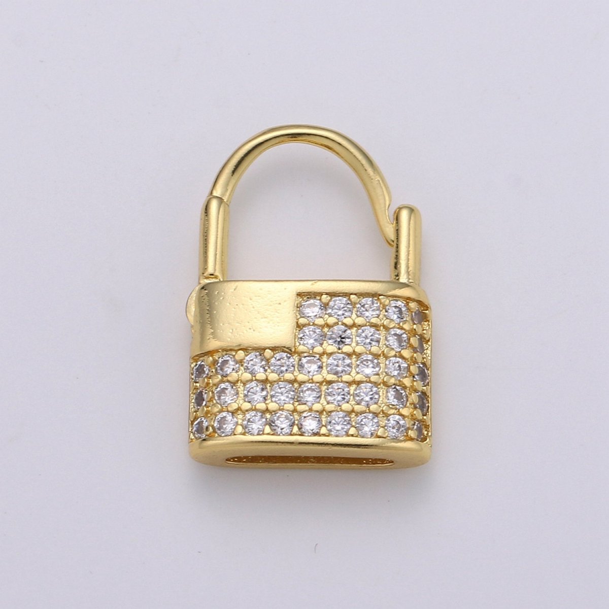 Dainty Gold padlock Earrings, CZ Hopp Earrings, Gold Hoop Lock Earrings, Micro Pave gold lock Huggie, Love Jewelry for gift idea Q-153 - DLUXCA
