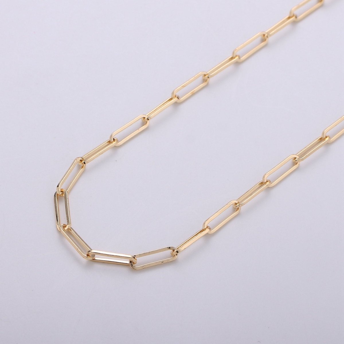 Dainty Gold Paper Clip Chain, 3.7X10mm 24K Gold Filled Minimalist Paper Clip Unfinished Chain, For Jewelry Making, For Bracelet, Necklace, Anklet Supply Component | ROLL-258 Clearance Pricing - DLUXCA