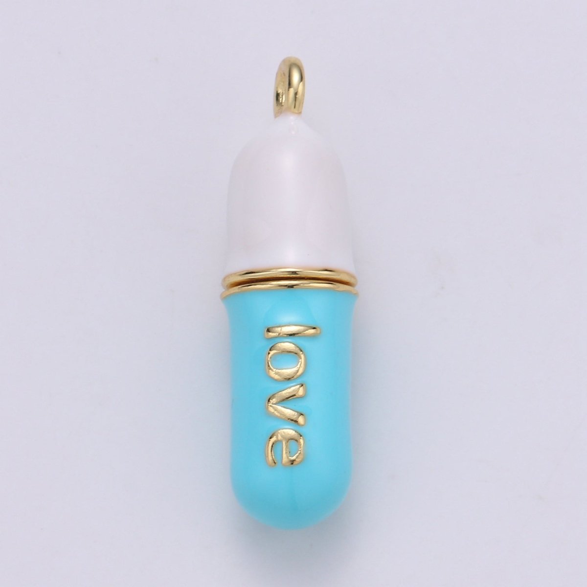 Dainty Gold Pill Bar Pendant Enamel Teal Vibes Chill Charm 24k Gold Filed Pendant for Bracelet Necklace Earring Component Supply 29x8mm D-883-D-887 D-313 D-314 - DLUXCA